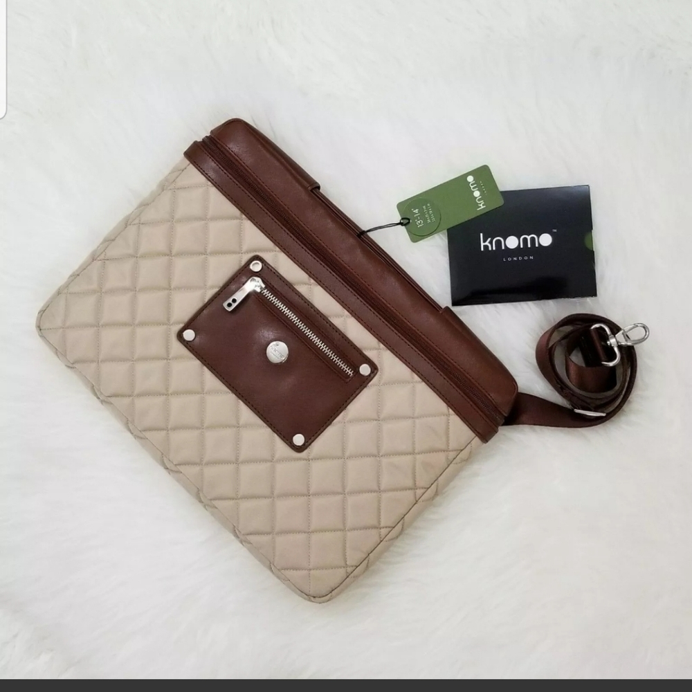 Knomo of London Women's Bayswater Slim 13"-14''  Laptop/Tablet Sleeve Parchment.